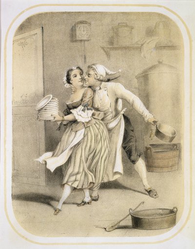 Lust in the Kitchen, from a series of prints depicting the Seven Deadly Sins, c.1850 by Louis Leopold Boilly